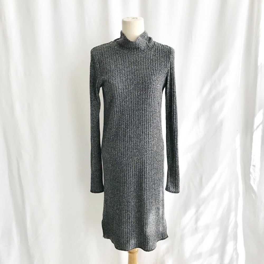 Wilfred Free Aritzia gray ribbed mock neck dress M - Picture 2 of 12